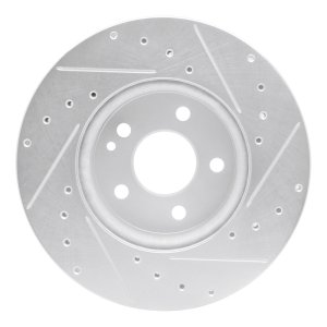 Mercedes-Benz Viano Brake Rotor (1) - Front Left - R1 Concepts - Drilled & Slotted - Silver - `16-`23